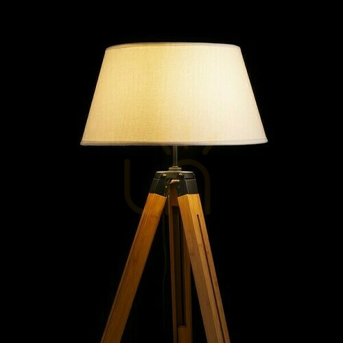 Kontrola Alvis/Ambitus 46 Stojací lampa Bílý bambus/černá 230 V Led E27 15 W.