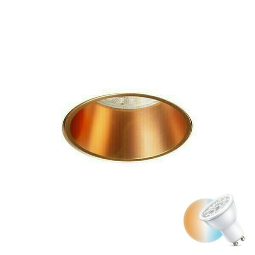 Kontrola Daytona Vestavné svítidlo Fixed Gypsum/Copper Brushed 230 V Led Gu10 8 Watt.