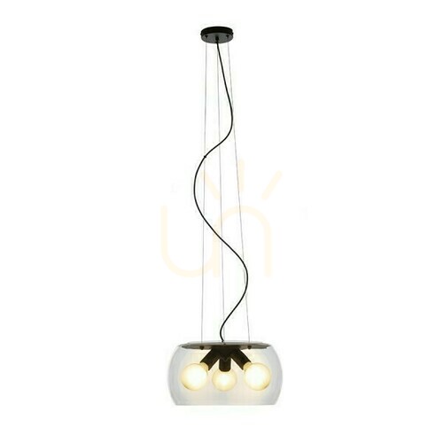 Kontrola Závěsné svítidlo Amanda Black Matte Clear Glass 230 V Led E27 3x15 W.