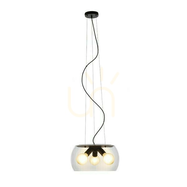 Kontrola Závěsné svítidlo Amanda Black Matte Clear Glass 230 V Led E27 3x15 W. Závěsné svítidlo Amanda Black Matte Clear Glass 230 V Led E27 3x15 W.