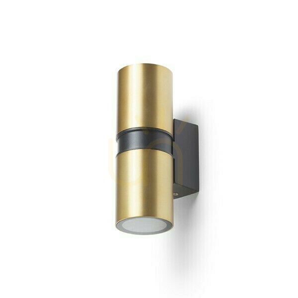 Náhled Venkovní nástěnné svítidlo Mano Brushed Brass/Black 230 V Led Gu10 2x8 W Ip54 Venkovní nástěnné svítidlo Mano Brushed Brass/Black 230 V Led Gu10 2x8 W Ip54