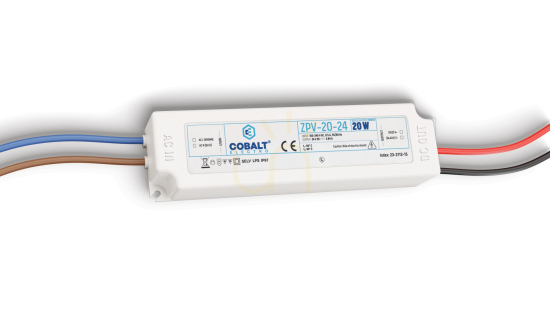 Kontrola Spínaný zdroj CobaltElectro ZPV 24V 20W IP67. Spínaný zdroj CobaltElectro ZPV 24V 20W IP67.
