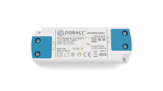 CobaltElectro PFV 24V 15W IP20 B LED Power Supply.