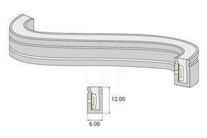 LED neon Bergmen Flex HXS červený 620 nm, 24 V, 10 W/m, 1 m small 3