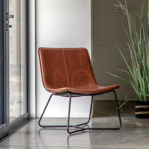 Křeslo Gallery Direct Hawking hnědé, umělá kůže, černý kovový rám small 1