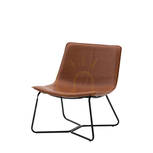 Křeslo Gallery Direct Hawking hnědé, umělá kůže, černý kovový rám small 4
