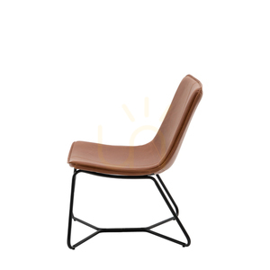 Křeslo Gallery Direct Hawking hnědé, umělá kůže, černý kovový rám small 5