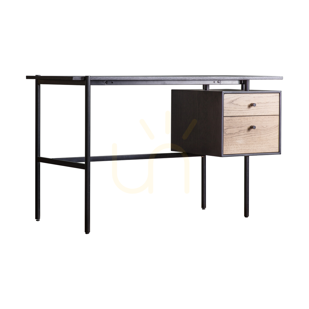 Kontrola Psací stůl Gallery Direct Carbury se 2 zásuvkami 130 x 50 cm černý/přírodní Psací stůl Gallery Direct Carbury se 2 zásuvkami 130 x 50 cm černý/přírodní