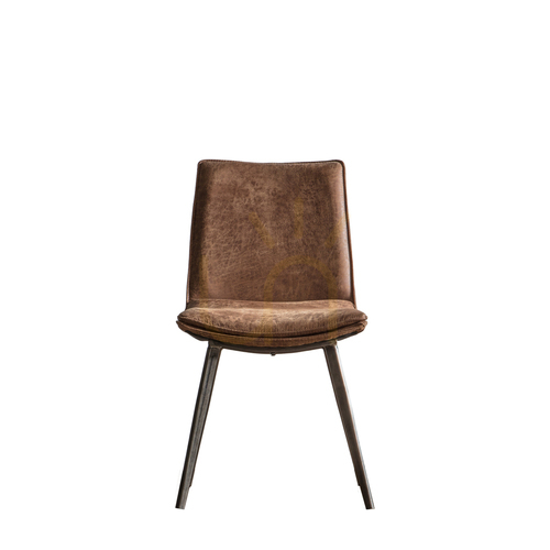 Kontrola Židle Gallery Direct Hinks 2 ks hnědá umělá kůže, kovové nohy