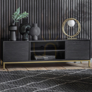 TV stolek Gallery Direct Ripple 140 cm černý/zlatý mangové dřevo železo small 1