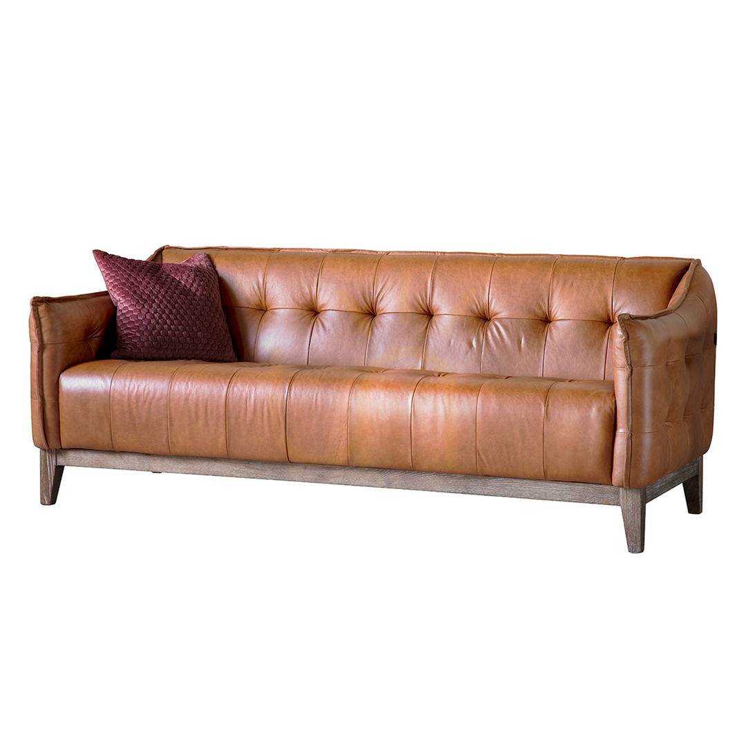 Kontrola Třímístná pohovka Gallery Direct Ecclestone hnědá vintage kůže/jasan 192 cm Třímístná pohovka Gallery Direct Ecclestone hnědá vintage kůže/jasan 192 cm