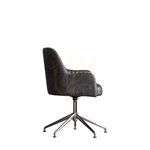 Otočné křeslo Gallery Direct Curie starožitný eben/stříbro kůže small 4