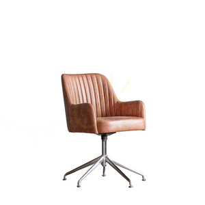 Křeslo Gallery Direct Curie otočné, vintage hnědá kůže, stříbrná podnož 3 Křeslo Gallery Direct Curie otočné, vintage hnědá kůže, stříbrná podnož small 3