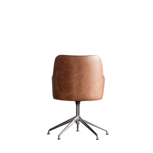 Křeslo Gallery Direct Curie otočné, vintage hnědá kůže, stříbrná podnož 4 Křeslo Gallery Direct Curie otočné, vintage hnědá kůže, stříbrná podnož small 4