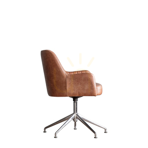 Křeslo Gallery Direct Curie otočné, vintage hnědá kůže, stříbrná podnož 5 Křeslo Gallery Direct Curie otočné, vintage hnědá kůže, stříbrná podnož small 5