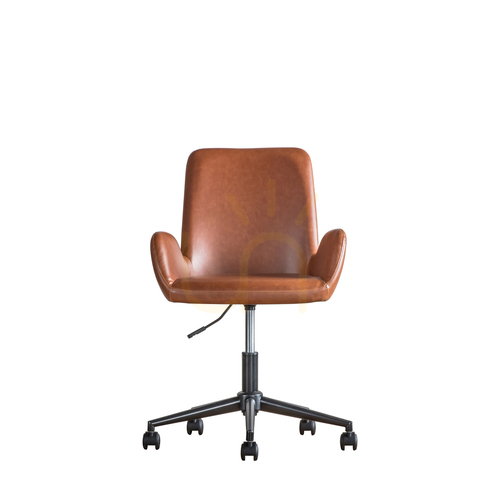 Kontrola Otočné křeslo Gallery Direct Faraday hnědá umělá kůže na kolečkách 5059413396069