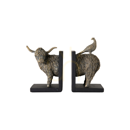 Kontrola Stojánky na knihy Gallery Direct Highland Cow bronz polyresin sada 2 ks