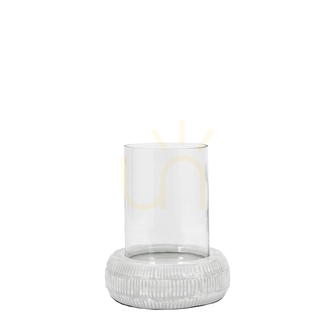 Hurricane Lamp Gallery Direct Emmy Grey Iron Glass 20.5x25cm 5059413870538