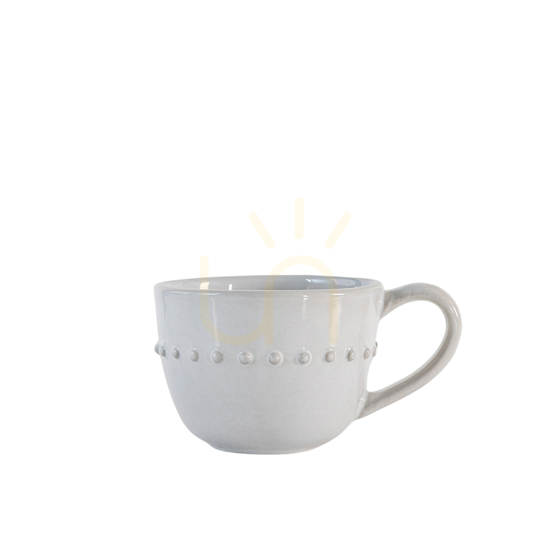 Kontrola Sada 4 porcelánových hrnků Gallery Direct bílá s korálkovým dekorem 145x110x80 mm Sada 4 porcelánových hrnků Gallery Direct bílá s korálkovým dekorem 145x110x80 mm