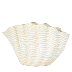 Váza Gallery Direct Clam velká bílá kamenina 37 x 16,5 x 22,5 cm small 1