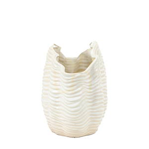 Váza Gallery Direct Clam velká bílá kamenina 37 x 16,5 x 22,5 cm small 2