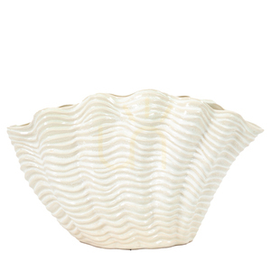 Váza Gallery Direct Clam velká bílá kamenina 37 x 16,5 x 22,5 cm small 3