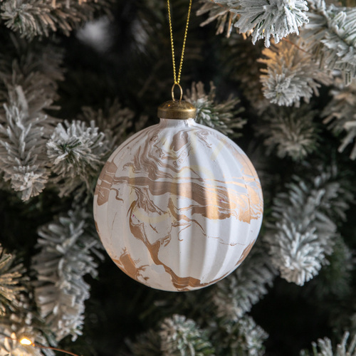 Kontrola Vánoční baňka Gallery Direct Tula mramorovaná bronzová, sada 3 ks, 10 cm