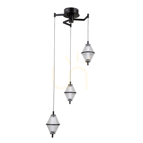 Kontrola Závěsné LED svítidlo Italux Fuente 3x LED černé PND-34395-3-BK