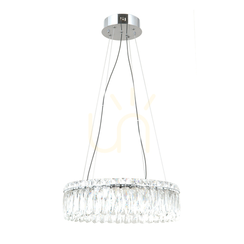 Kontrola Závěsné LED svítidlo Italux Nosta, chromové, křišťálové, 36W, 48 cm, PND-34364-3-CH-CL