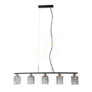 Závěsná lampa Italux Simona černá s křišťálovými stínidly, 5×E14, PND-40814-5-BK-HBR small 0