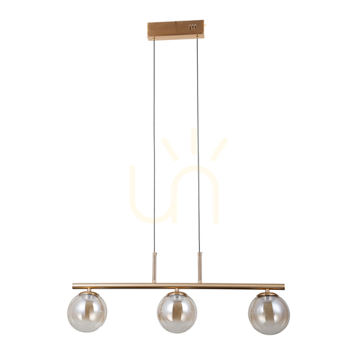 Kontrola Závěsné svítidlo Italux Velada LED 3x15W zlaté jantarové sklo PND-34381-3-HBR