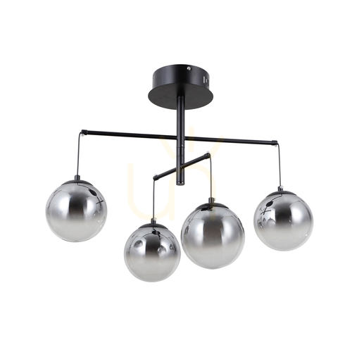 Kontrola Závěsné svítidlo Italux Velada, černé matné, se 4 chromovanými stínidly LED 20 W 57 cm PND-34381-4-BK