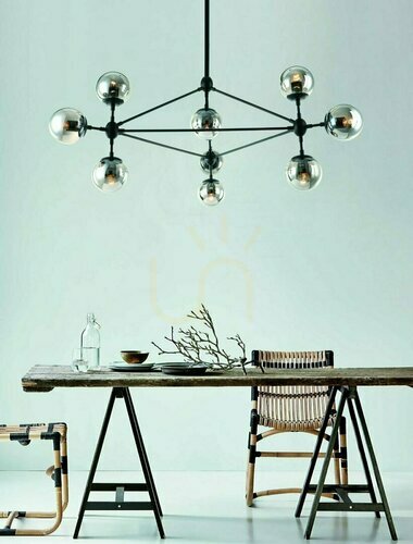 Kontrola Závěsné světlo Open Design Highlights Bao černá kouřové sklo 10xE27 900 mm