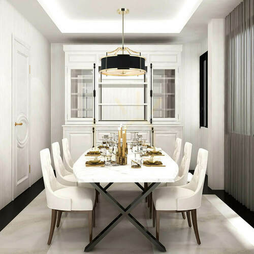 Kontrola Závěsná lampa Stanza 3xE27 bílá/černá/zlatá, Open Design Highlights