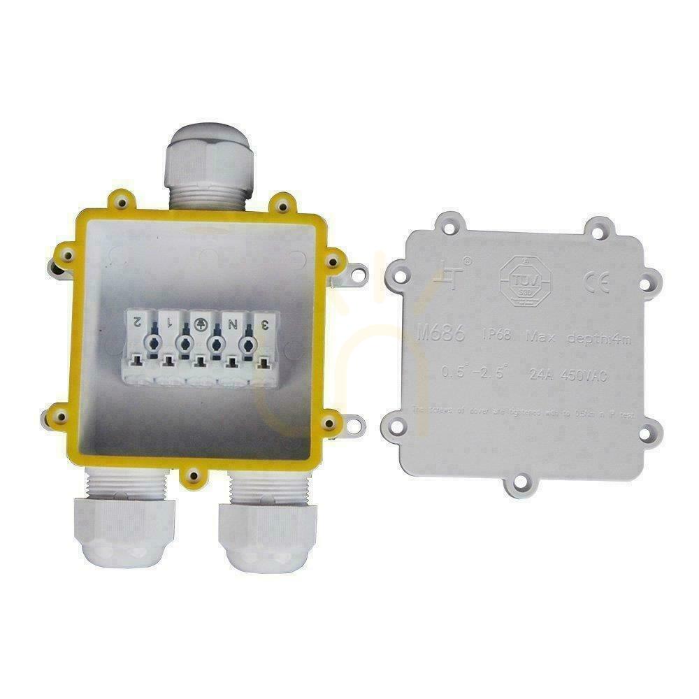 Pohled Vodotěsná spojovací krabice V-TAC VT-870 bílá IP68 pro kabely 8–12 mm Vodotěsná spojovací krabice V-TAC VT-870 bílá IP68 pro kabely 8–12 mm
