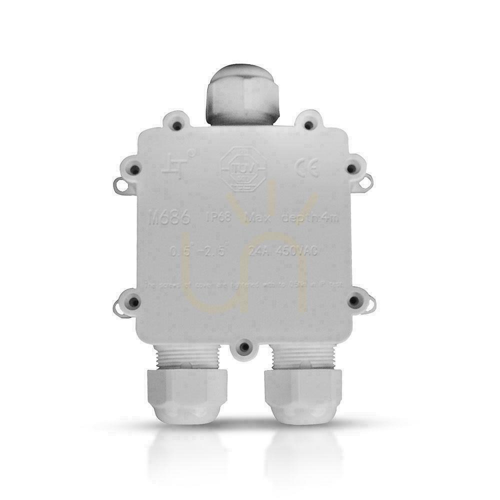 Kontrola Vodotěsná spojovací krabice V-TAC VT-870 bílá IP68 pro kabely 8–12 mm Vodotěsná spojovací krabice V-TAC VT-870 bílá IP68 pro kabely 8–12 mm