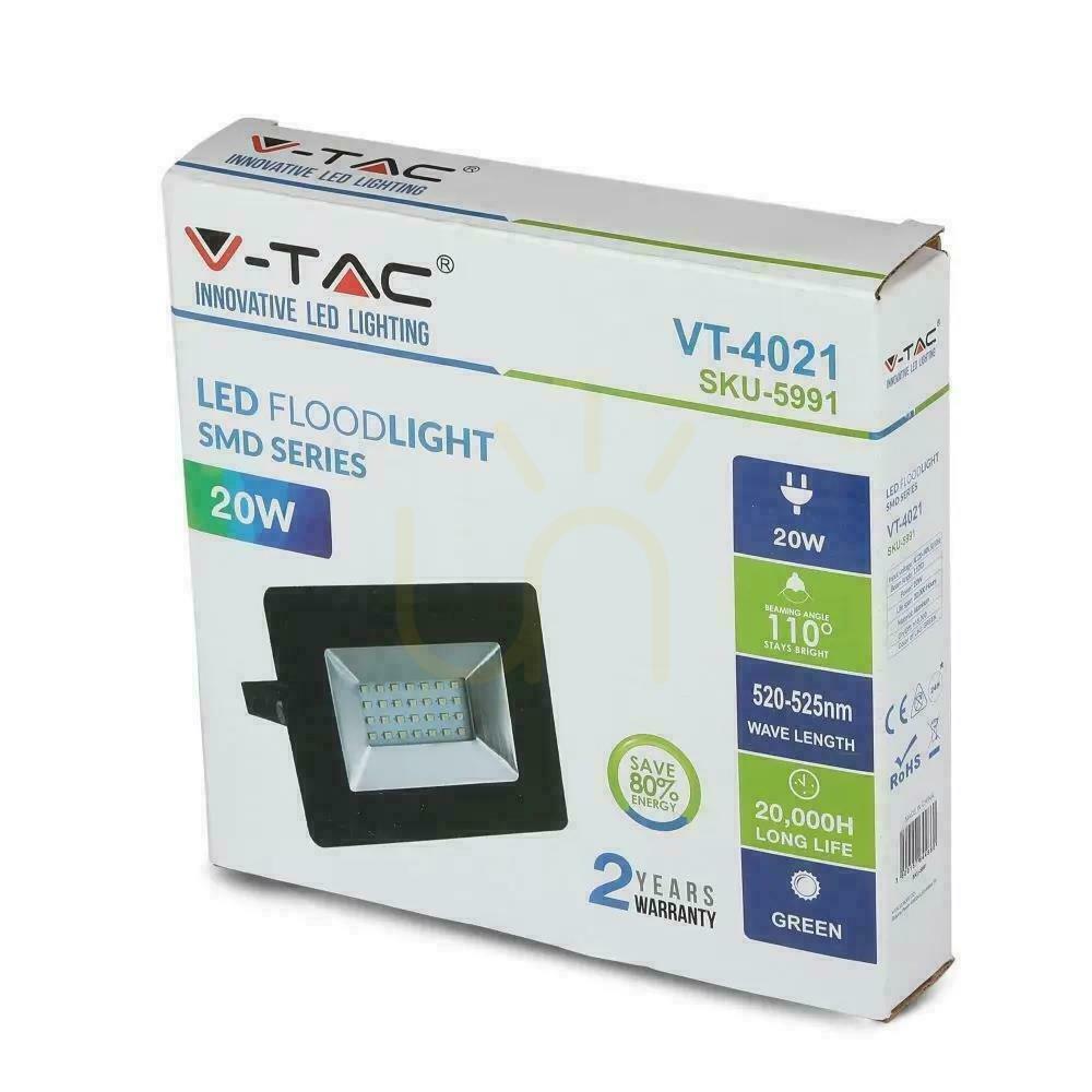 Kontrola V-TAC 20W SMD LED projektor řady E černý VT-4021 Barva zelená V-TAC 20W SMD LED projektor řady E černý VT-4021 Barva zelená