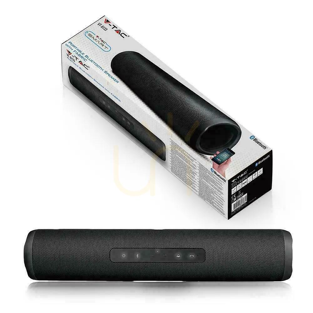 Pohled Přenosný reproduktor V-TAC Bluetooth s dotykovým tlačítkem a FM USB Micro SD TWS 1200mAh VT-6133. Přenosný reproduktor V-TAC Bluetooth s dotykovým tlačítkem a FM USB Micro SD TWS 1200mAh VT-6133.