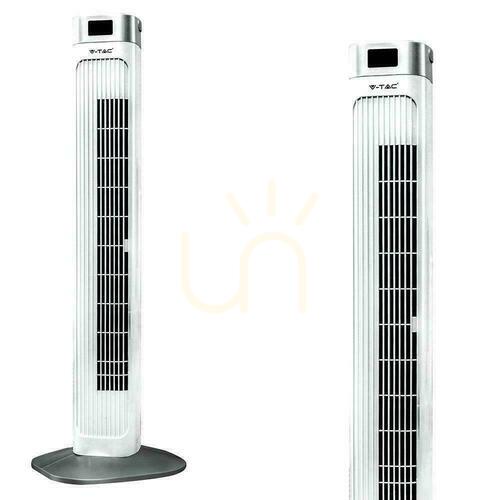 Kontrola Věžový ventilátor V-TAC s ukazatelem teploty a dálkovým ovládáním 55W 95cm bílý VT-5536