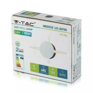 V-TAC 4W LED nástěnné svítidlo IP65 bílé kulaté VT-706 3000K 440lm. 4 V-TAC 4W LED nástěnné svítidlo IP65 bílé kulaté VT-706 3000K 440lm. small 4