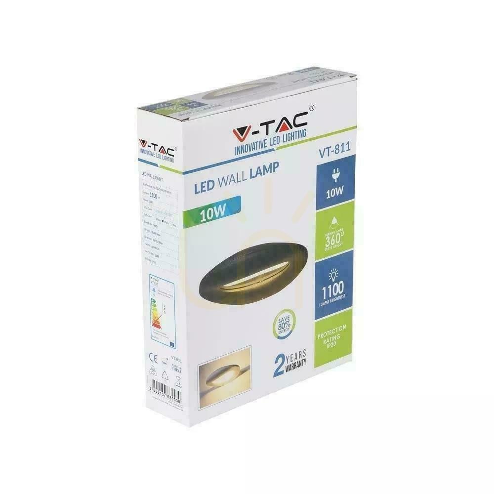 Zobrazit Nástěnná lampa V-TAC 10W LED černá VT-811 3000K 1100lm. Nástěnná lampa V-TAC 10W LED černá VT-811 3000K 1100lm.