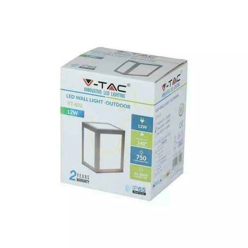 Kontrola V-TAC 12W LED nástěnné svítidlo IP65 Grey VT-822 6400K 750lm
