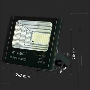 V-TAC Solární LED projektor 16W černý IP65, dálkové ovládání, časovač VT-40W 6000K 1050lm small 9