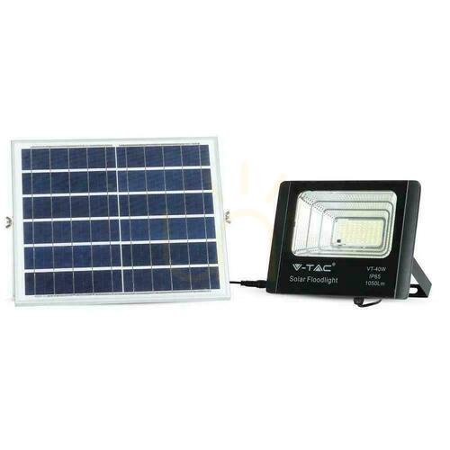 Kontrola V-TAC Solární LED projektor 16W černý IP65, dálkové ovládání, časovač VT-40W 6000K 1050lm