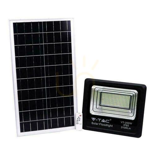 Kontrola V-TAC Solární LED projektor 40W černý IP65, dálkové ovládání, časovač VT-200W 6000K 3100lm