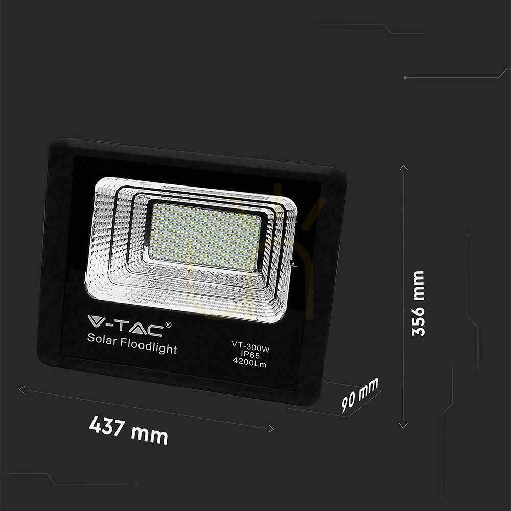 Zobrazit V-TAC 50W solární LED projektor černý IP65, dálkové ovládání, časovač VT-300W 6000K 4200lm V-TAC 50W solární LED projektor černý IP65, dálkové ovládání, časovač VT-300W 6000K 4200lm