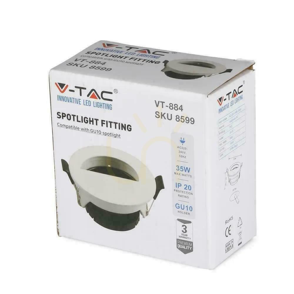 Kontrola Zápustné svítidlo V-TAC VT-884 GU10 bílé/černé kulaté Zápustné svítidlo V-TAC VT-884 GU10 bílé/černé kulaté