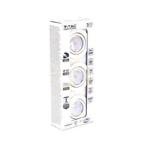 Kontrola Sada 3x5W GU10 White Mesh V-TAC VT-3333 6400K 400lm