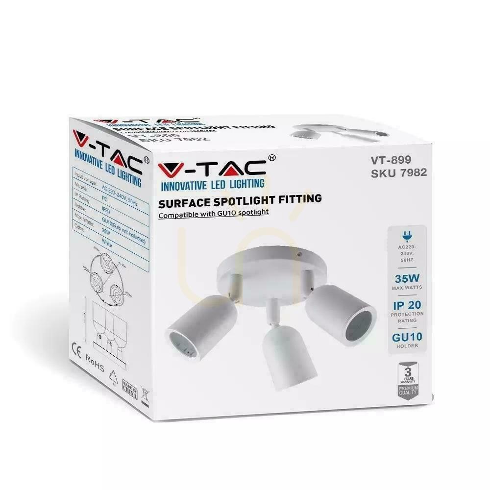 Pohled Nástěnné svítidlo V-TAC 3xGU10 Bílá VT-899 Nástěnné svítidlo V-TAC 3xGU10 Bílá VT-899
