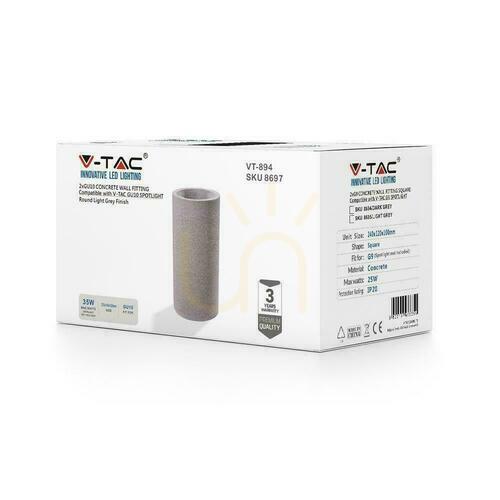 Kontrola V-TAC BETON nástěnné svítidlo 2xGU10 LED Round Light Grey IP20 VT-894
